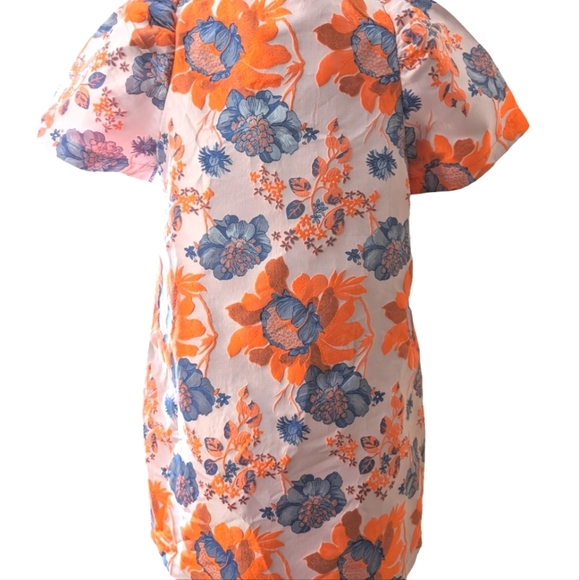 Renee C. Floral Blue and Orange Mini Dress...Size Large - Picture 3 of 7